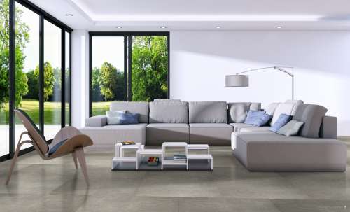 Preview: TFD Marble Light Grey Vinyl Raumbild Wohnzimmer